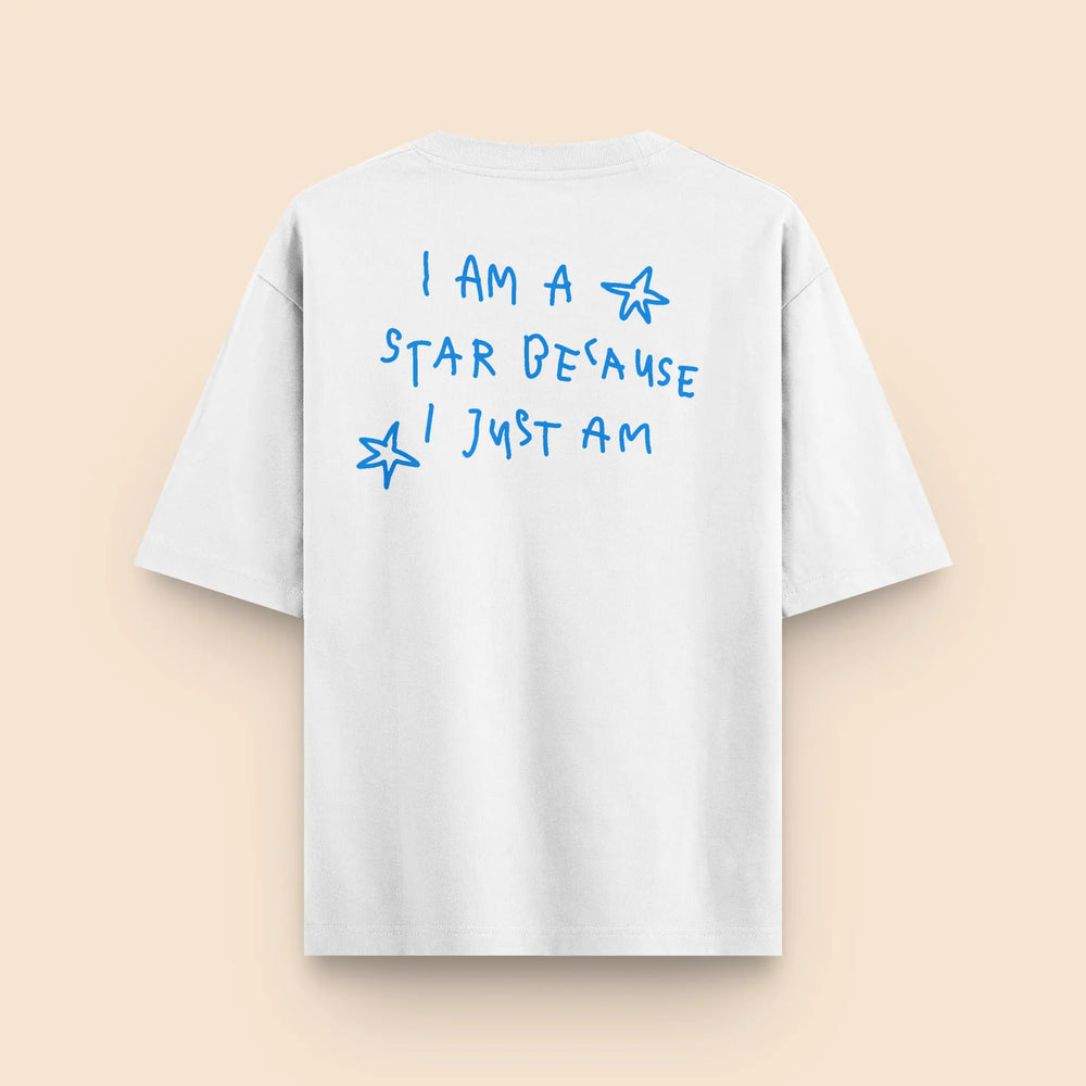 T-shirt "i am a star because i just am" oversize blanc Sunwashed Club