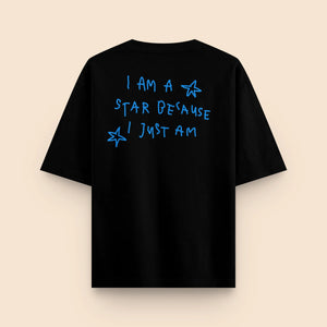 T-shirt "i am a star because i just am" oversize noir Sunwashed Club